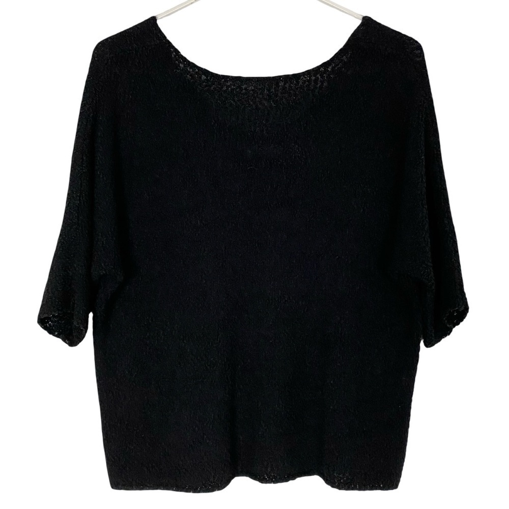 Oak & Fort Scoop Back Sweater Womens Size XS Black Boucle Half Sleeve Oversized